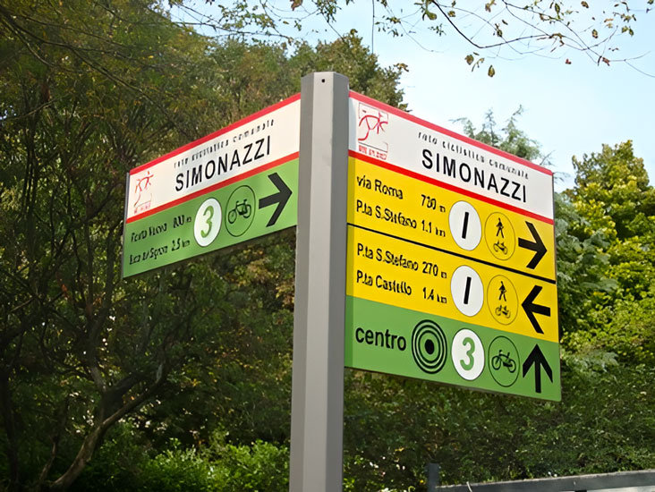 Segnaletica di indirizzamento per ciclisti: i cartelli di Reggio Emilia